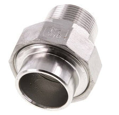Racor recto de unión R1 1/4'' Macho x 42,4mm Extremo para soldar Acero inoxidable Junta plana PTFE 16bar (224,8psi)