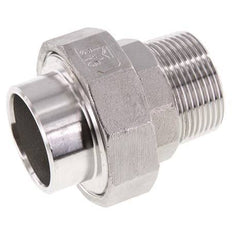 Racor recto de unión R1 1/4'' Macho x 42,4mm Extremo para soldar Acero inoxidable Junta plana PTFE 16bar (224,8psi)