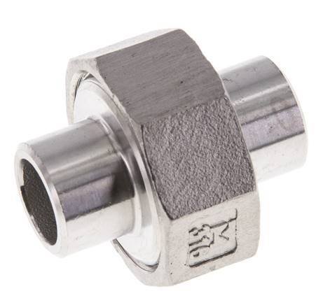 Racor recto de unión 17,2 mm Extremo para soldar Acero inoxidable Junta plana PTFE 16bar (224,8psi)