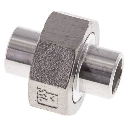 Racor recto de unión 17,2 mm Extremo para soldar Acero inoxidable Junta plana PTFE 16bar (224,8psi)