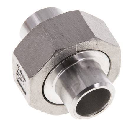 Racor recto de unión 17,2 mm Extremo para soldar Acero inoxidable Junta plana PTFE 16bar (224,8psi)