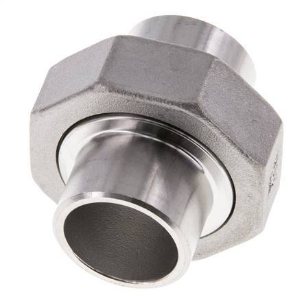 Racor recto de unión 26,9 mm Extremo para soldar Acero inoxidable Junta plana PTFE 16bar (224,8psi)