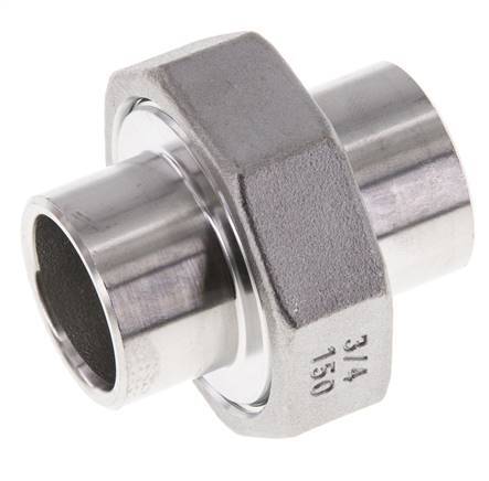 Racor recto de unión 26,9 mm Extremo para soldar Acero inoxidable Junta plana PTFE 16bar (224,8psi)