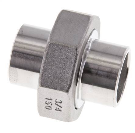 Racor recto de unión 26,9 mm Extremo para soldar Acero inoxidable Junta plana PTFE 16bar (224,8psi)