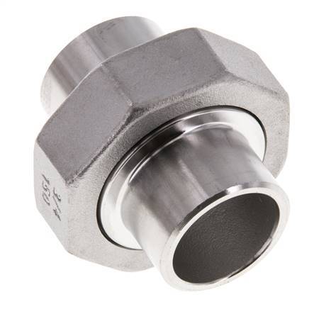 Racor recto de unión 26,9 mm Extremo para soldar Acero inoxidable Junta plana PTFE 16bar (224,8psi)