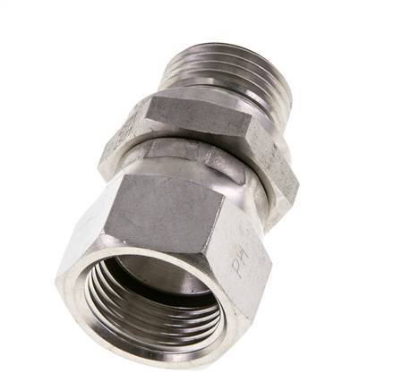 Racor Reductor JIC UNF 7/8''-14 Hembra x G1/2'' Macho Ajustable Acero Inoxidable 210bar (2950.5psi)