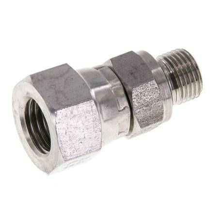 JIC Reducing Nipple UNF 7/16''-20 Female x G1/8'' Male Adjustable Stainless Steel 310bar (4355.5psi)