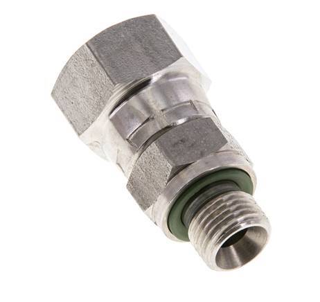 JIC Reducing Nipple UNF 7/16''-20 Female x G1/8'' Male Adjustable Stainless Steel 310bar (4355.5psi)
