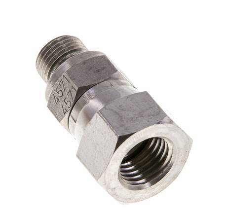 JIC Reducing Nipple UNF 7/16''-20 Female x G1/8'' Male Adjustable Stainless Steel 310bar (4355.5psi)