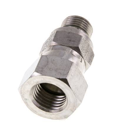 JIC Reducing Nipple UNF 7/16''-20 Female x G1/8'' Male Adjustable Stainless Steel 310bar (4355.5psi)