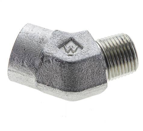 Racor en ángulo de 45 grados 3/8'' NPT macho x hembra Acero 210bar (2950,5psi)