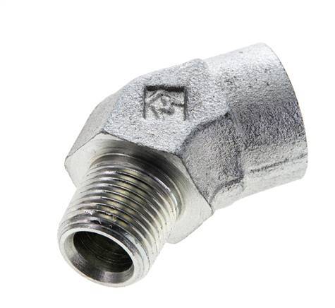Racor en ángulo de 45 grados 3/8'' NPT macho x hembra Acero 210bar (2950,5psi)