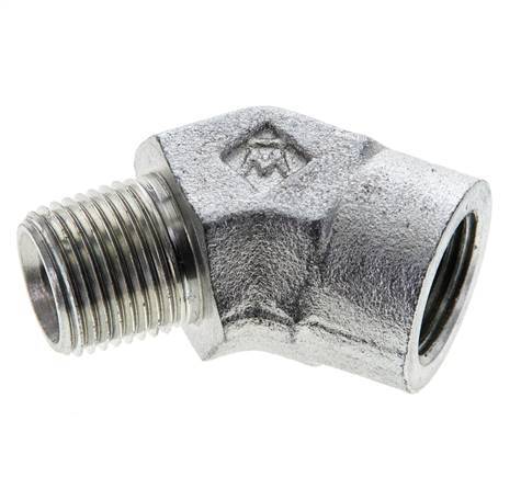 Racor en ángulo de 45 grados 3/8'' NPT macho x hembra Acero 210bar (2950,5psi)