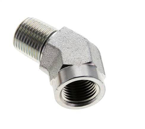 Racor acodado de 45 grados 1/2'' NPT macho x hembra Acero 210bar (2950,5psi)