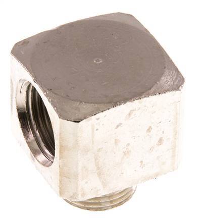Racor acodado 90deg G3/8'' Macho x Hembra Latón niquelado 16bar (224.8psi)