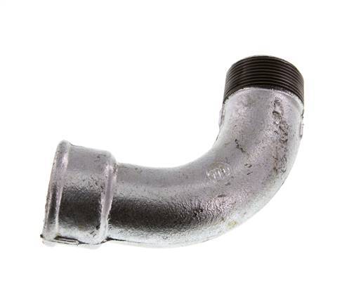 Racor en ángulo de 90 grados 1 1/2'' macho R x hembra Rp hierro fundido largo 25bar (351.25psi)