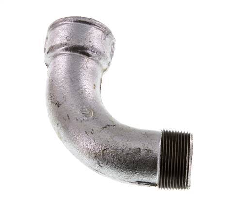 Racor en ángulo de 90 grados 1 1/2'' macho R x hembra Rp hierro fundido largo 25bar (351.25psi)