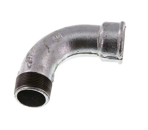 Racor en ángulo de 90 grados 1 1/2'' macho R x hembra Rp hierro fundido largo 25bar (351.25psi)