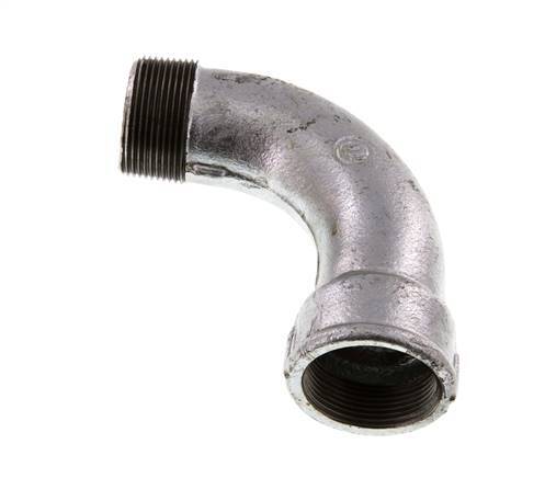 Racor en ángulo de 90 grados 1 1/2'' macho R x hembra Rp hierro fundido largo 25bar (351.25psi)