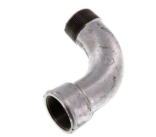 Racor en ángulo de 90 grados 1 1/2'' macho R x hembra Rp hierro fundido largo 25bar (351.25psi)