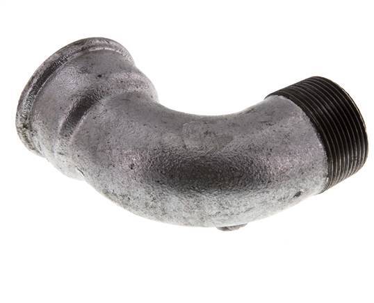 Racor acodado 90deg 1 1/2'' Macho R x Hembra Rp Corto Hierro Fundido 25bar (351.25psi)