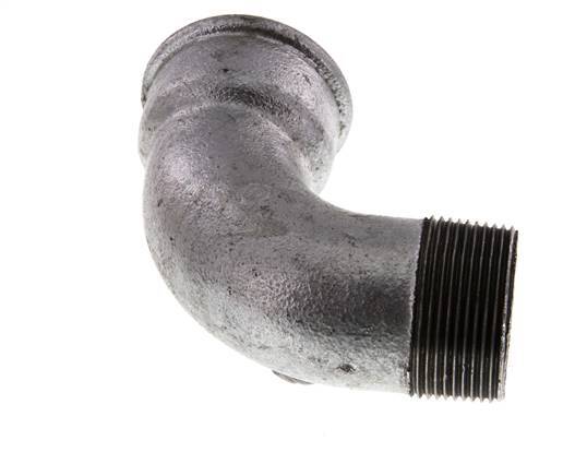 Racor acodado 90deg 1 1/2'' Macho R x Hembra Rp Corto Hierro Fundido 25bar (351.25psi)