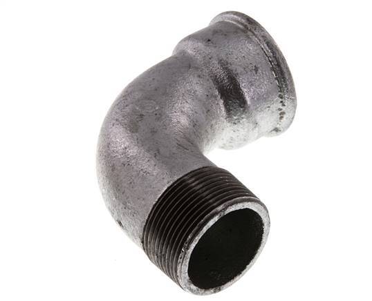 Racor acodado 90deg 1 1/2'' Macho R x Hembra Rp Corto Hierro Fundido 25bar (351.25psi)