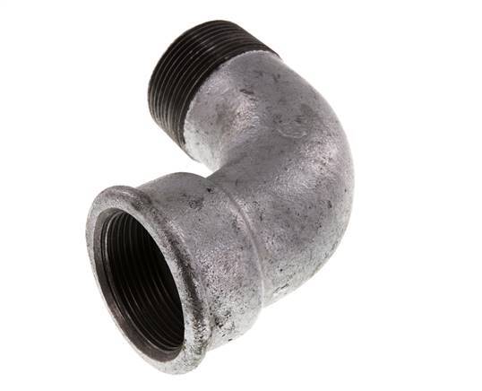 Racor acodado 90deg 1 1/2'' Macho R x Hembra Rp Corto Hierro Fundido 25bar (351.25psi)
