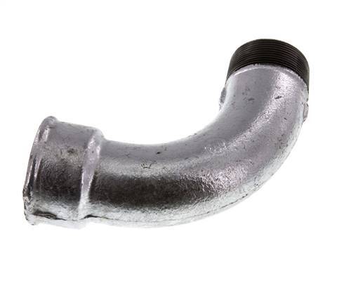 Racor acodado de 90 grados 2'' macho R x hembra Rp hierro fundido largo 25bar (351.25psi)