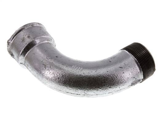 Racor acodado de 90 grados 2'' macho R x hembra Rp hierro fundido largo 25bar (351.25psi)