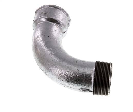 Racor acodado de 90 grados 2'' macho R x hembra Rp hierro fundido largo 25bar (351.25psi)