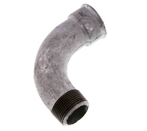 Racor acodado de 90 grados 1 1/4'' macho R x hembra Rp hierro fundido largo 25bar (351.25psi)