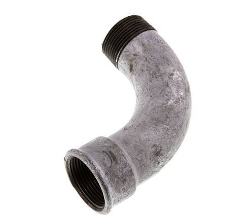 Racor acodado de 90 grados 1 1/4'' macho R x hembra Rp hierro fundido largo 25bar (351.25psi)