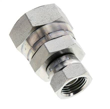 Racor Reductor Recto G1/2'' x G1'' Hembra Acero Alta Presión 60° Cono 150bar (2107.5psi) Hidráulico