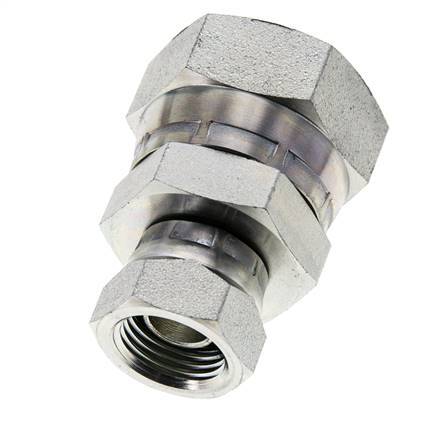 Racor Reductor Recto G1/2'' x G1'' Hembra Acero Alta Presión 60° Cono 150bar (2107.5psi) Hidráulico