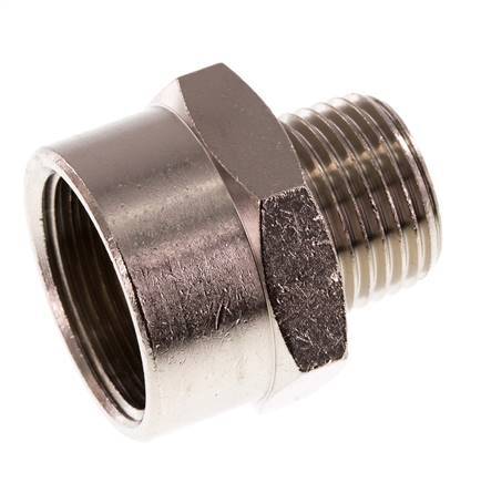 Adaptador reductor R1/2'' Macho x Rp3/4'' Hembra Latón niquelado 16bar (224.8psi)