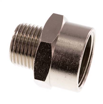 Adaptador reductor R1/2'' Macho x Rp3/4'' Hembra Latón niquelado 16bar (224.8psi)
