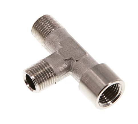Tee Fitting Right Angle R1/8'' Male x G1/8'' Female Nickel-plated Brass 16bar (224.8psi) [5 Pieces]