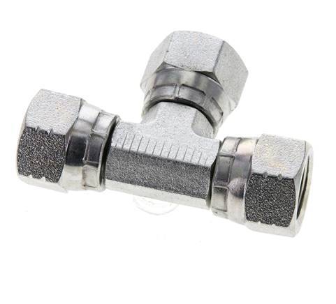 JIC Tee Fitting UNF 9/16''-18 Female Steel 275bar (3863.75psi)