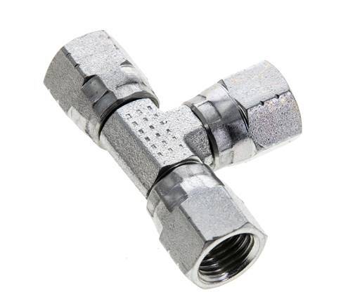 JIC Tee Fitting UNF 7/16''-20 Female Steel 310bar (4355.5psi)