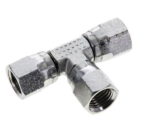 JIC Tee Fitting UNF 7/16''-20 Female Steel 310bar (4355.5psi)
