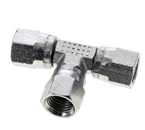 JIC Tee Fitting UNF 7/16''-20 Female Steel 310bar (4355.5psi)