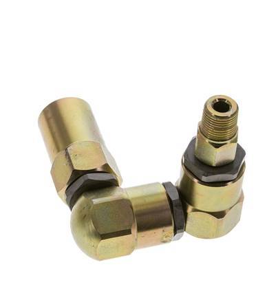 Swivel Joint 3/8'' NPT Male x Rp1/2'' Female Z-shape Steel FKM 350bar (4917.5psi)