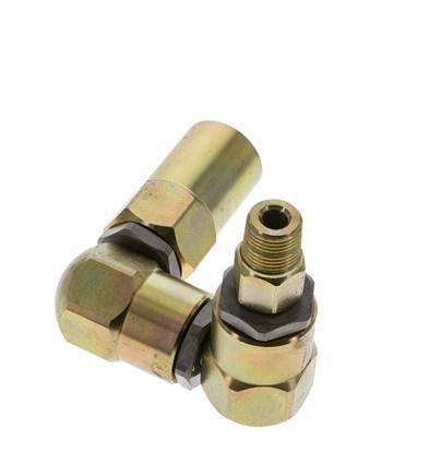 Swivel Joint 3/8'' NPT Male x Rp1/2'' Female Z-shape Steel FKM 350bar (4917.5psi)