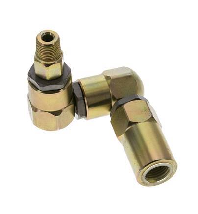 Swivel Joint 3/8'' NPT Male x Rp1/2'' Female Z-shape Steel FKM 350bar (4917.5psi)