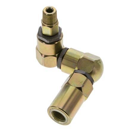 Swivel Joint 3/8'' NPT Male x Rp1/2'' Female Z-shape Steel FKM 350bar (4917.5psi)