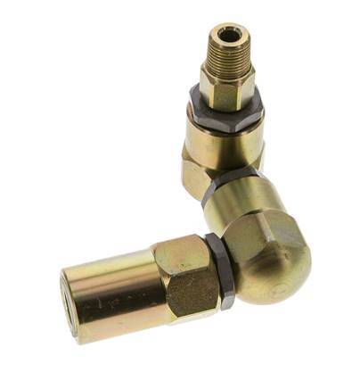 Swivel Joint 3/8'' NPT Male x Rp1/2'' Female Z-shape Steel FKM 350bar (4917.5psi)