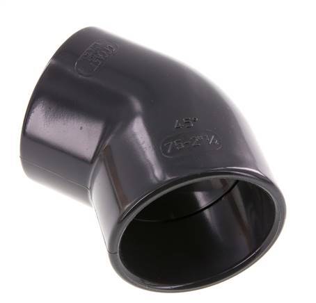 PVC 45deg Elbow Fitting Socket 75x88mm