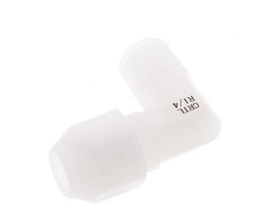 6x8mm & R1/4'' PVDF Elbow Hose Fitting with Male Threads 10bar/145psi