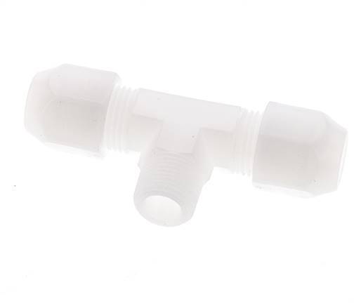 10x12mm & R3/8'' PVDF T-Shape Hose Fitting with Male Threads 10bar/145psi